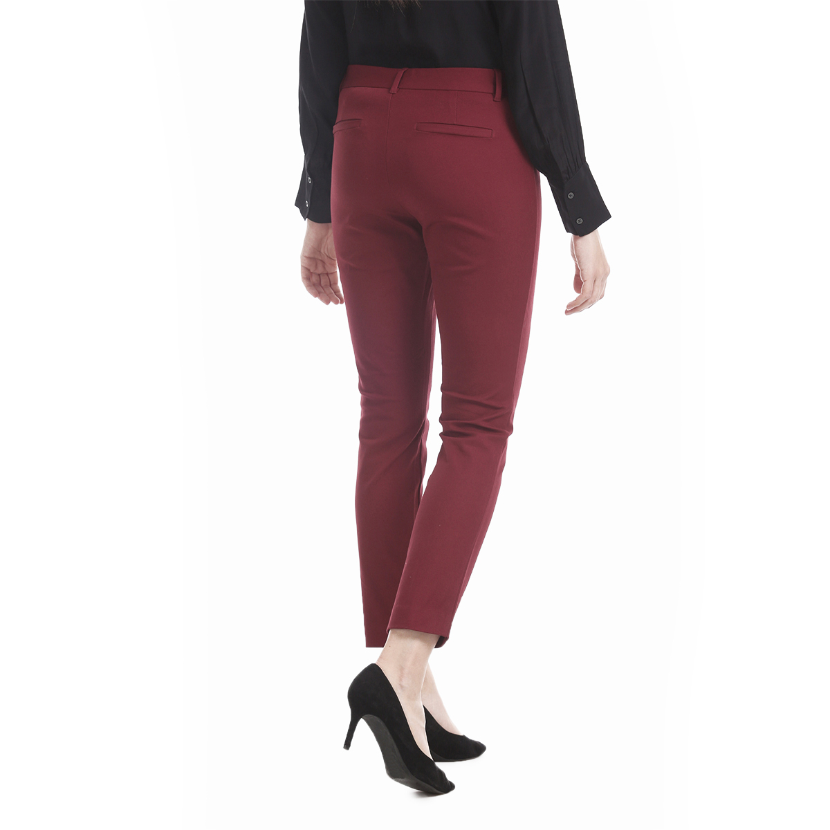 Gap Mid Rise Skinny Fit Solid Color Tregging - Maroon, Size-8