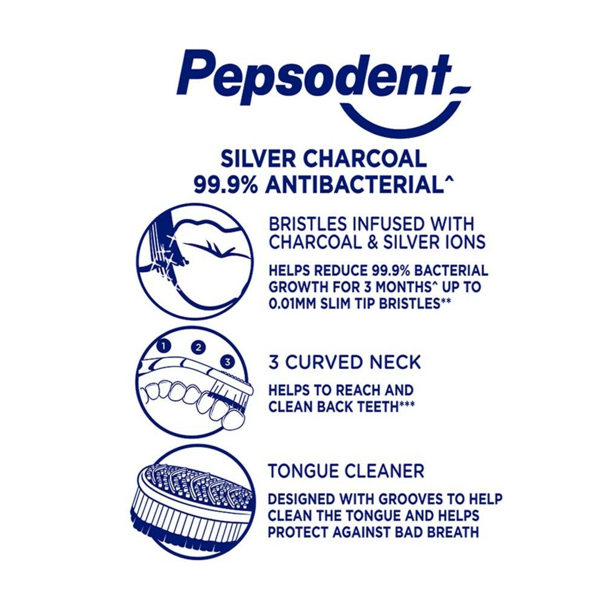 Pepsodent  Tooth brush Silver Charcoal  Soft 2+1Free
