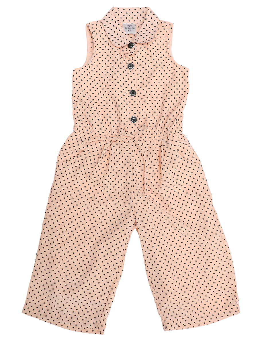 Doodle Girls Ankle/Full Length Jumpsuit Casual Dress- Peach- 6Y