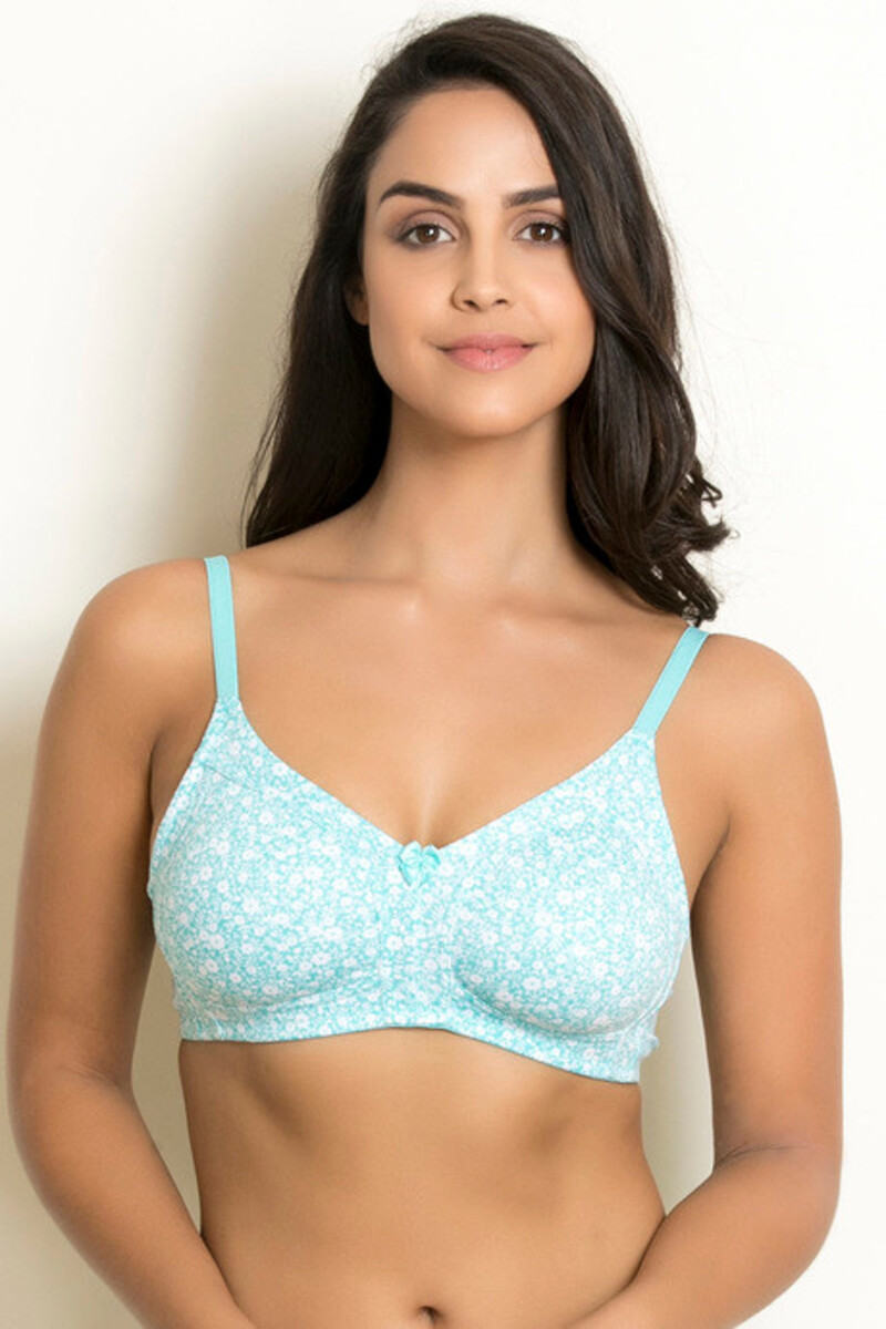 Buy Zivame Double Layered Non Wired 3/4th Coverage Bra - Dark Blue Floral -  D Cup Online - Lulu Hypermarket India