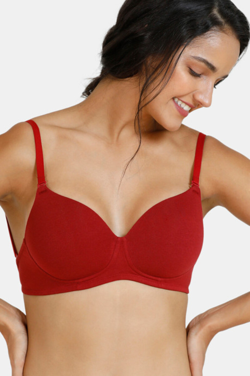Zivame Basic Padded Non Wired 3/4th Coverage Backless T-Shirt Bra - Sun Dried Tomato - B Cup