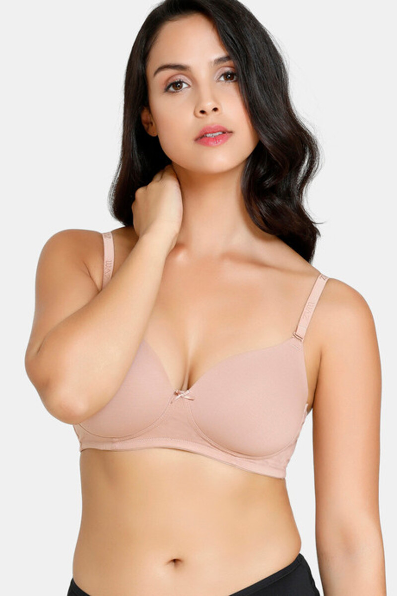 Zivame Padded Non Wired 3/4th Coverage T-Shirt Bra - Beige - B Cup