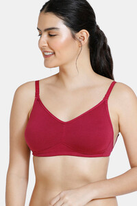 Zivame Double Layered Non Wired Full Coverage Backless Bra - Beet Red - B Cup