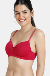 Zivame Glitter Straps Padded Non Wired 3/4th Coverage T-Shirt Bra - Cerise - C Cup
