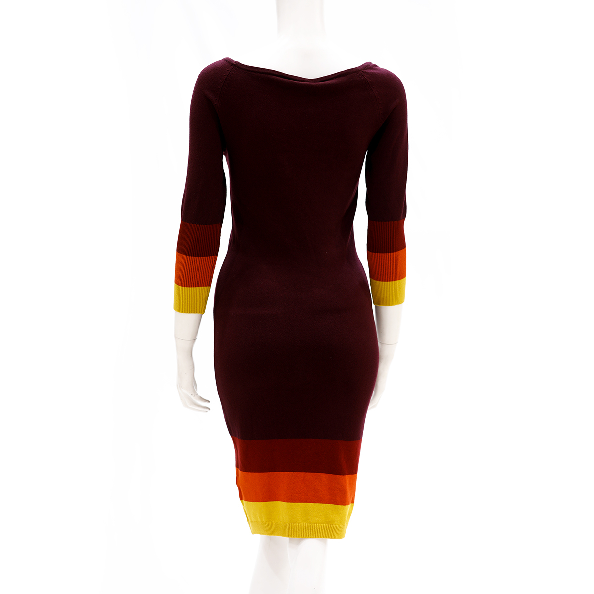 Sculler For Her Solid Sheath Knit Dress-Burgundy