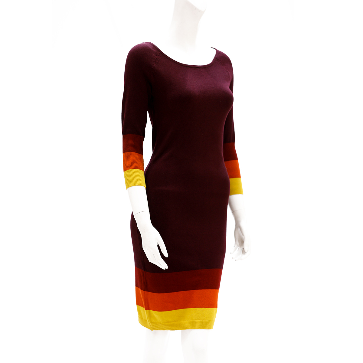 Sculler For Her Solid Sheath Knit Dress-Burgundy