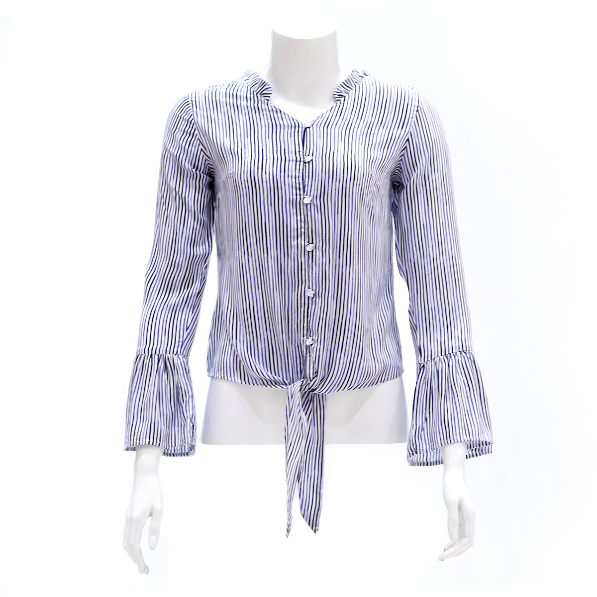 Sculler For Her Striped Top With Gather Detailings And Knot Style Hem