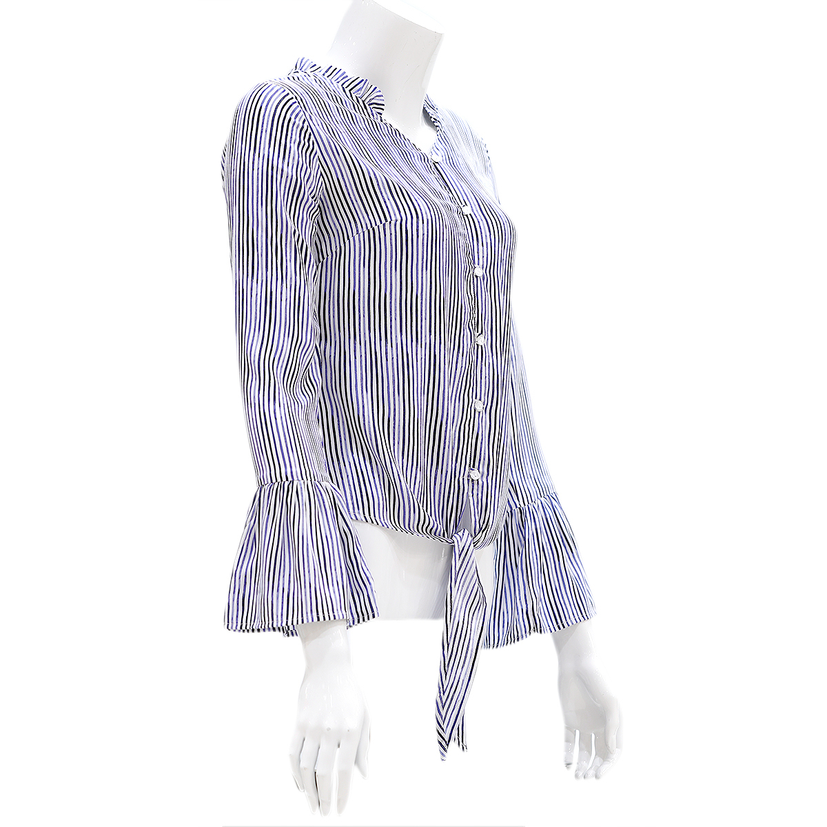 Sculler For Her Striped Top With Gather Detailings And Knot Style Hem