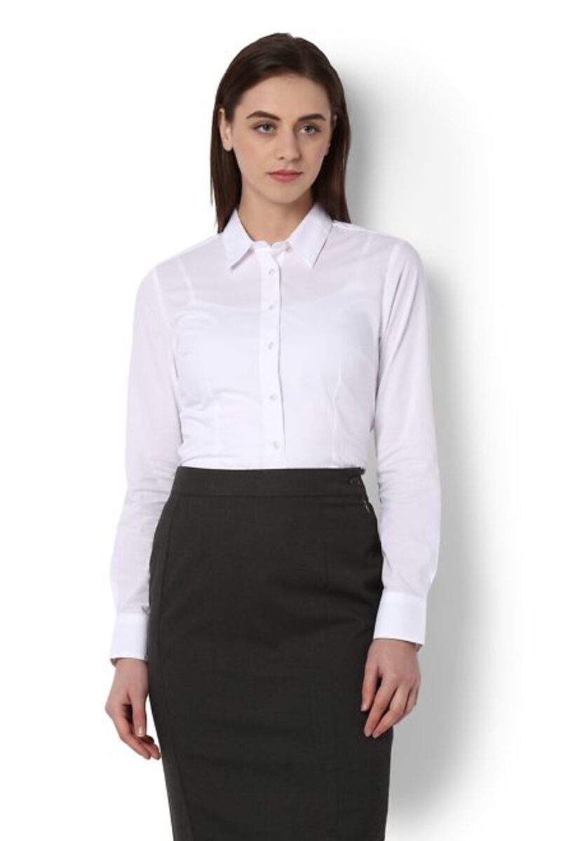 Van Heusen Woman Regular Fit Full Sleeve Solid Color Formal Shirt - White