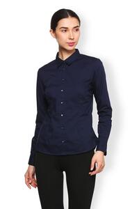 Van Heusen Woman Regular Fit Full Sleeve Solid Color Formal Shirt - Dark Blue