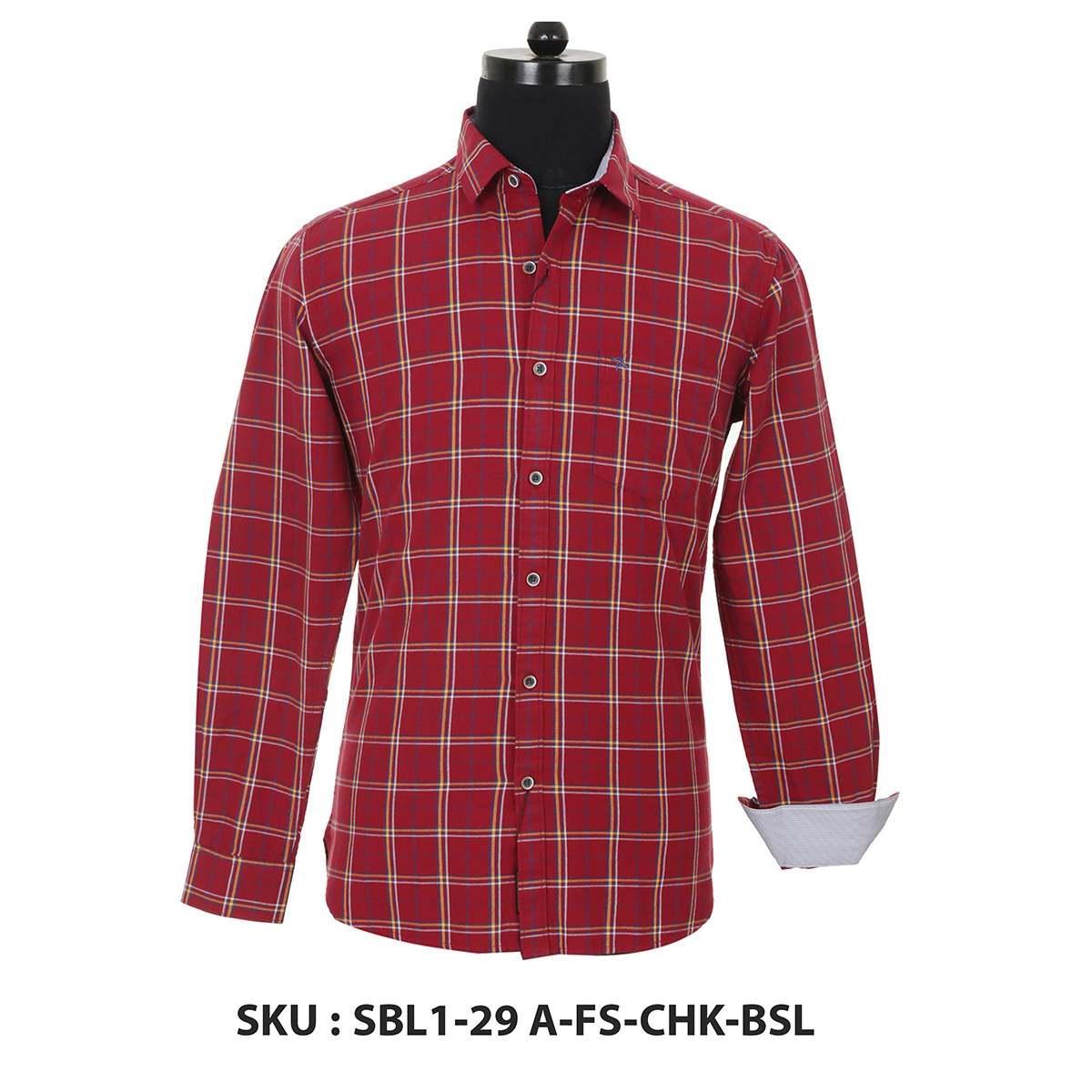 Classic Polo Mens Woven Shirt Sbl1-29 A-Fs-Chk-Bsl Red S