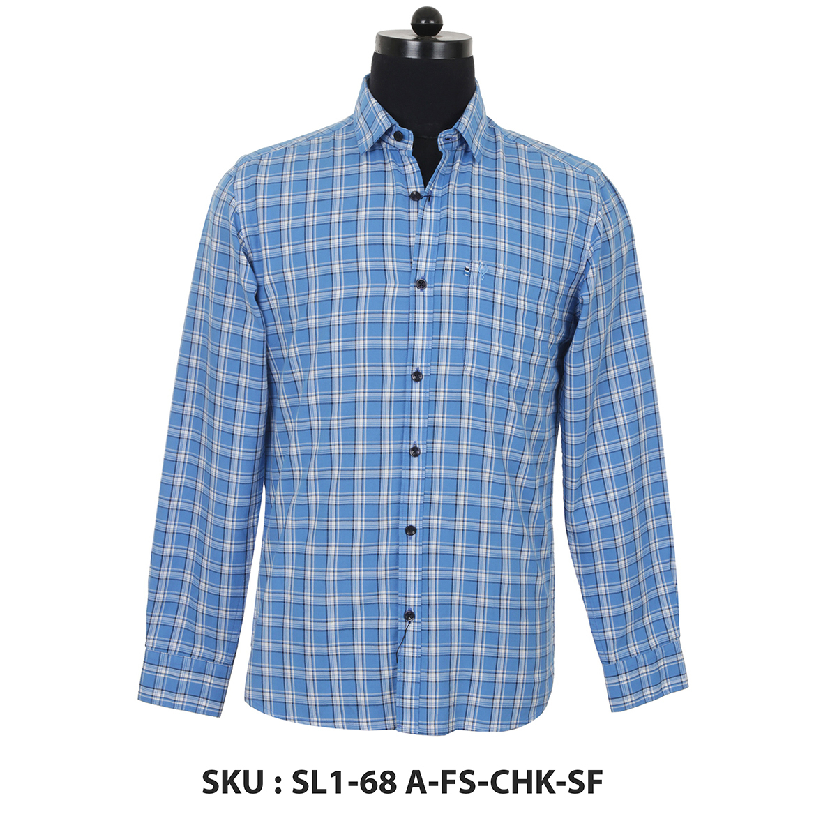 Classic Polo Mens Woven Shirt Sl1-68 A-Fs-Chk-Sf Blue M