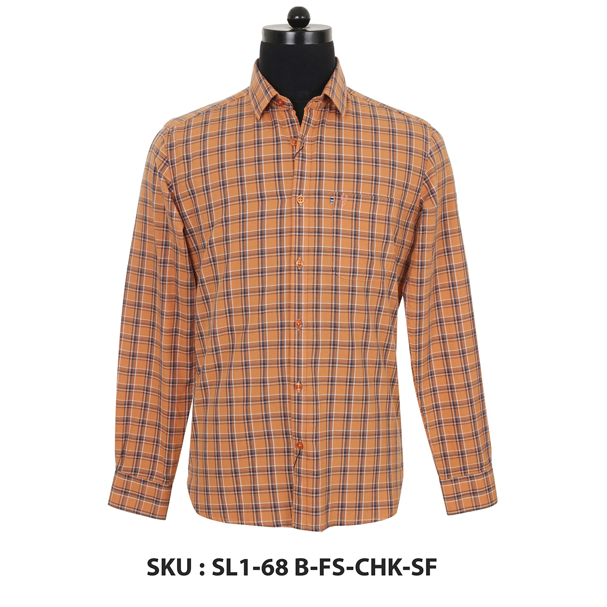 Classic Polo Mens Woven Shirt Sl1-68 B-Fs-Chk-Sf Orange L