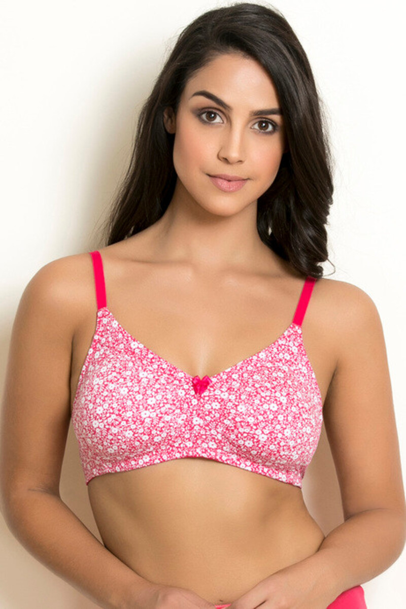 Buy Zivame Double Layered Non Wired 3/4th Coverage Bra - Dark Pink Floral -  D Cup Online - Lulu Hypermarket India