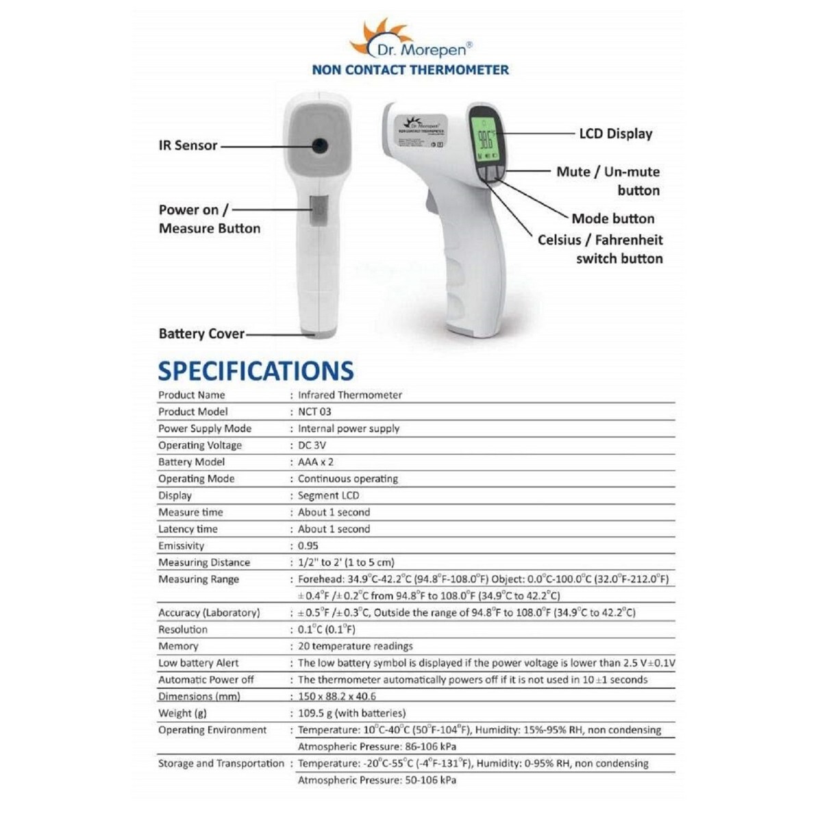 Jumper JPD-FR202 Non-Contact Infrared Thermometer in the USA and India