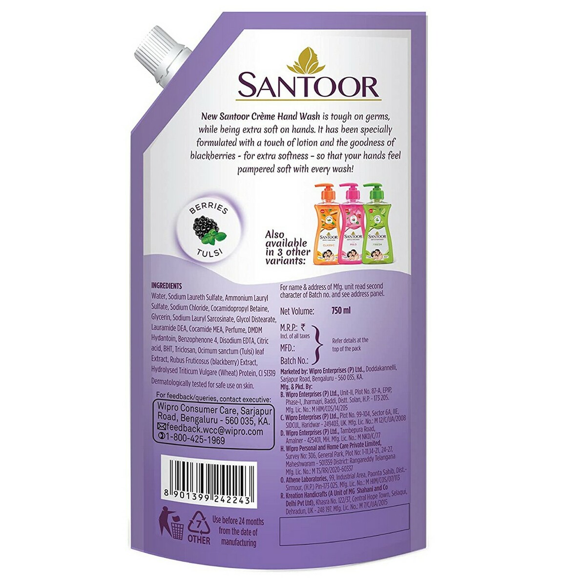 Santoor Hand Wash Creme 750ml