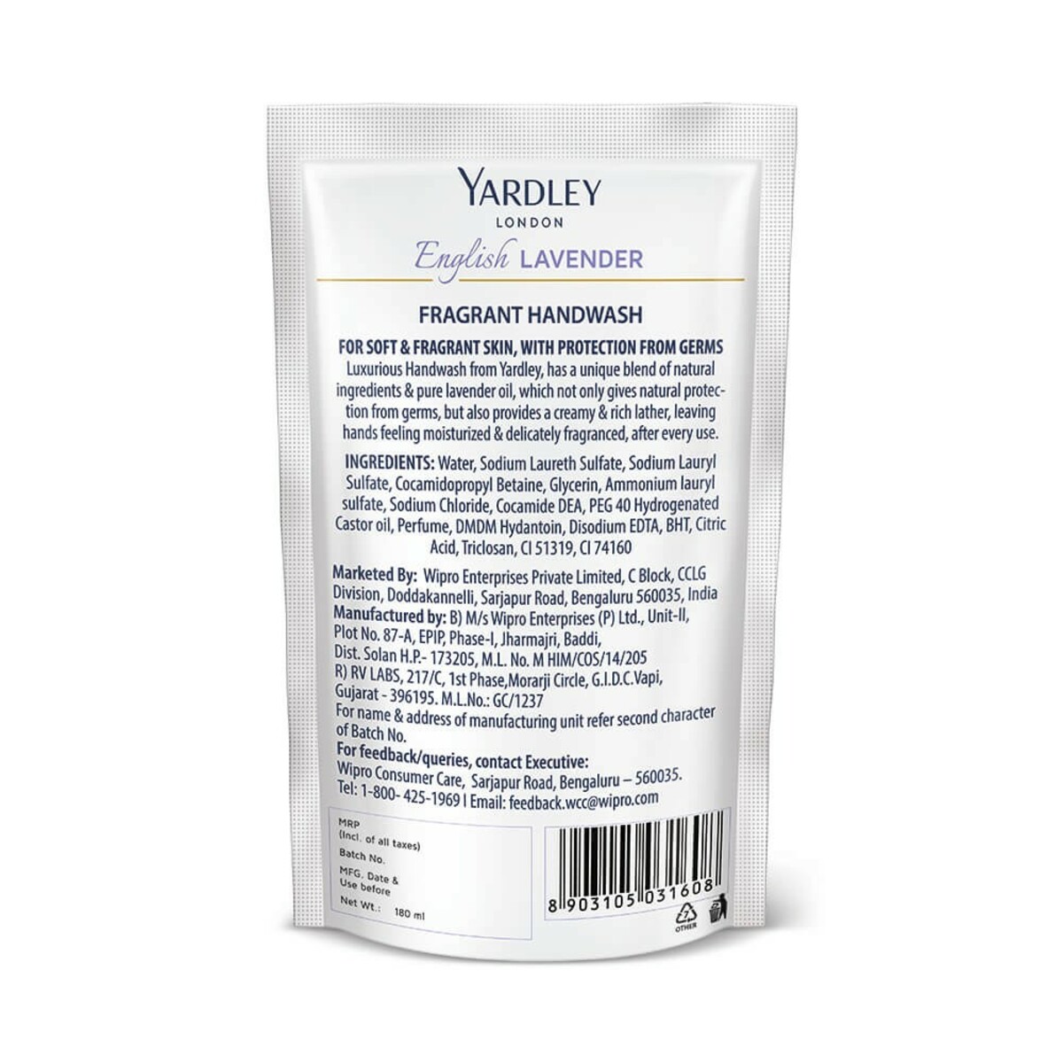 Yardley Hand Wash English Lavender 180ml Pouch