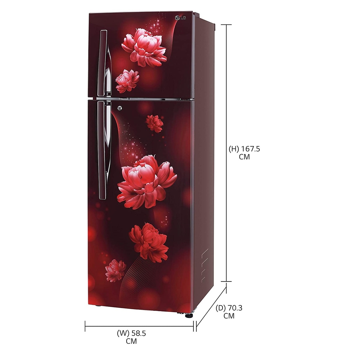 LG Double Door Refrigerator GL-T322RSCY Scarlet Charm 308Ltr