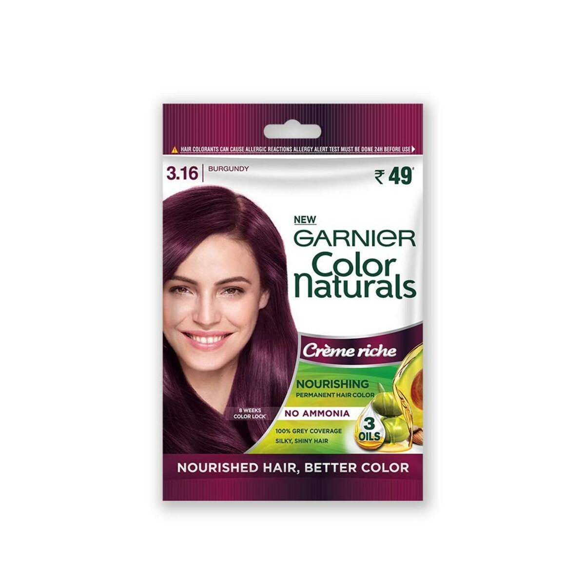 Garnier  Hair Color  Cream Naturals   Burgndy Sachet Shade  3.16