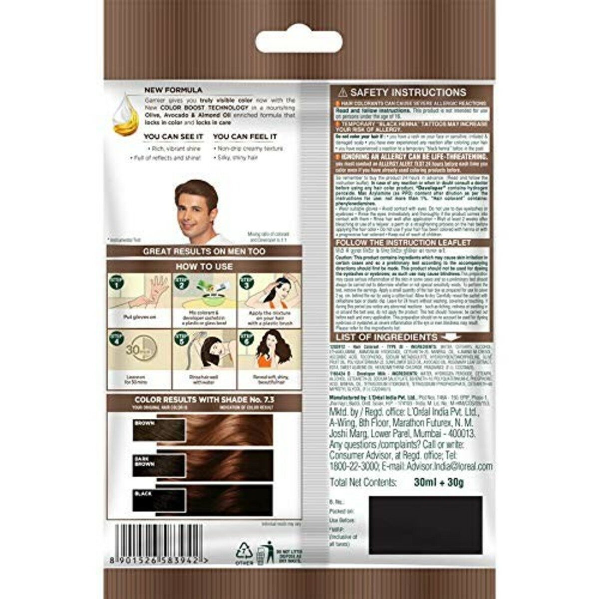 Garnier  Hair Color  Cream Naturals Golden Brown Sachet Shade 7.3