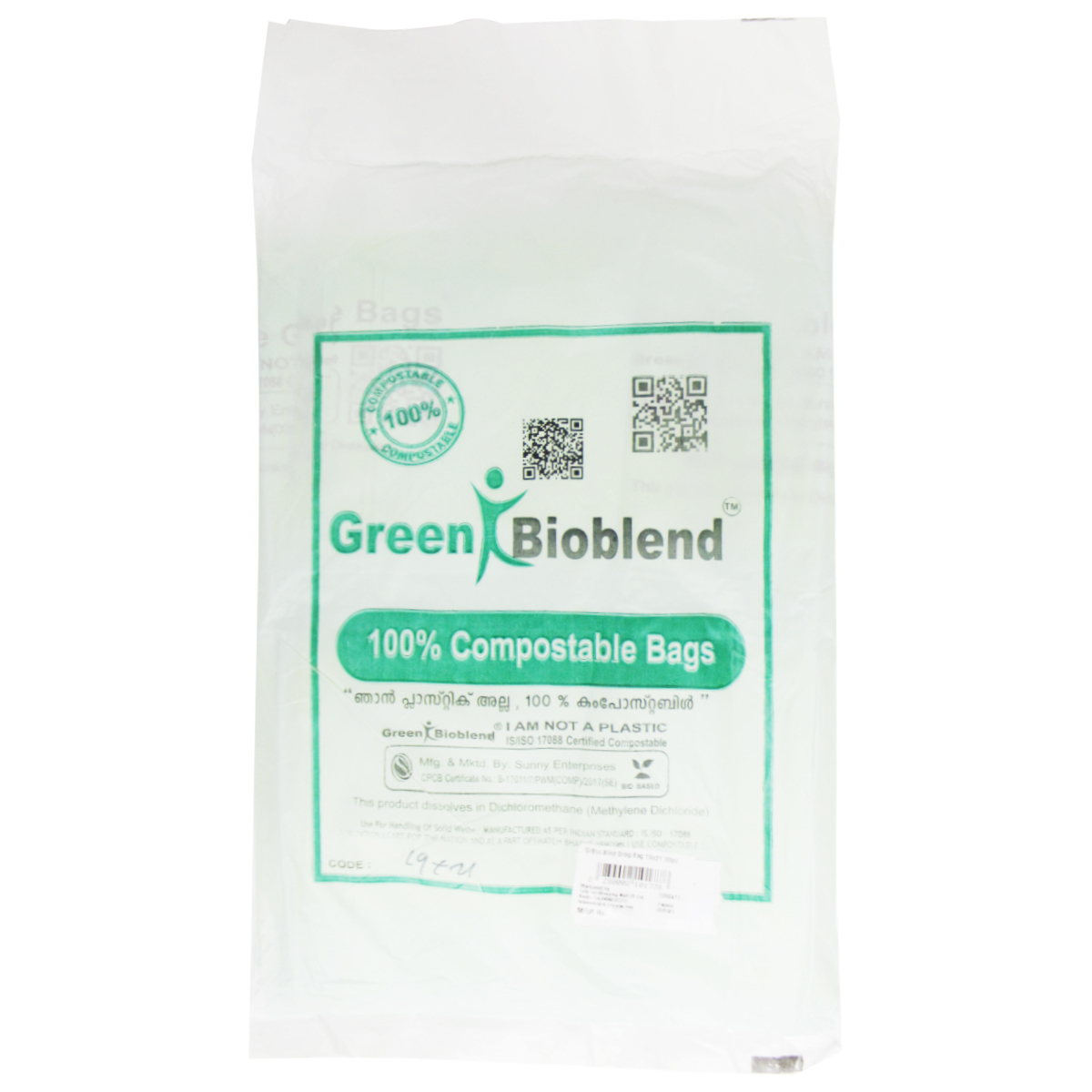 Green Bioblend Garbage Bag 19x21 30 pc