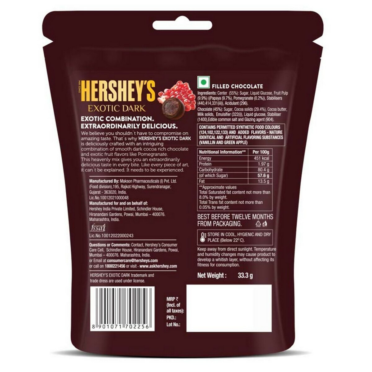 Hershey's Dark Chocolate Pomegranate 33.3g