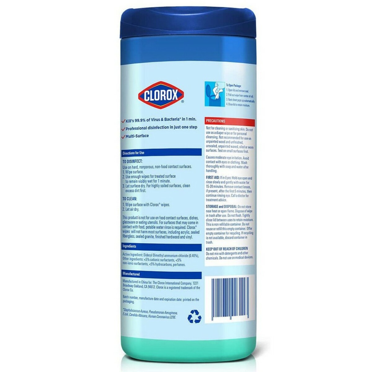 Clorox Expert Disinfecting Wipes Canister 30's