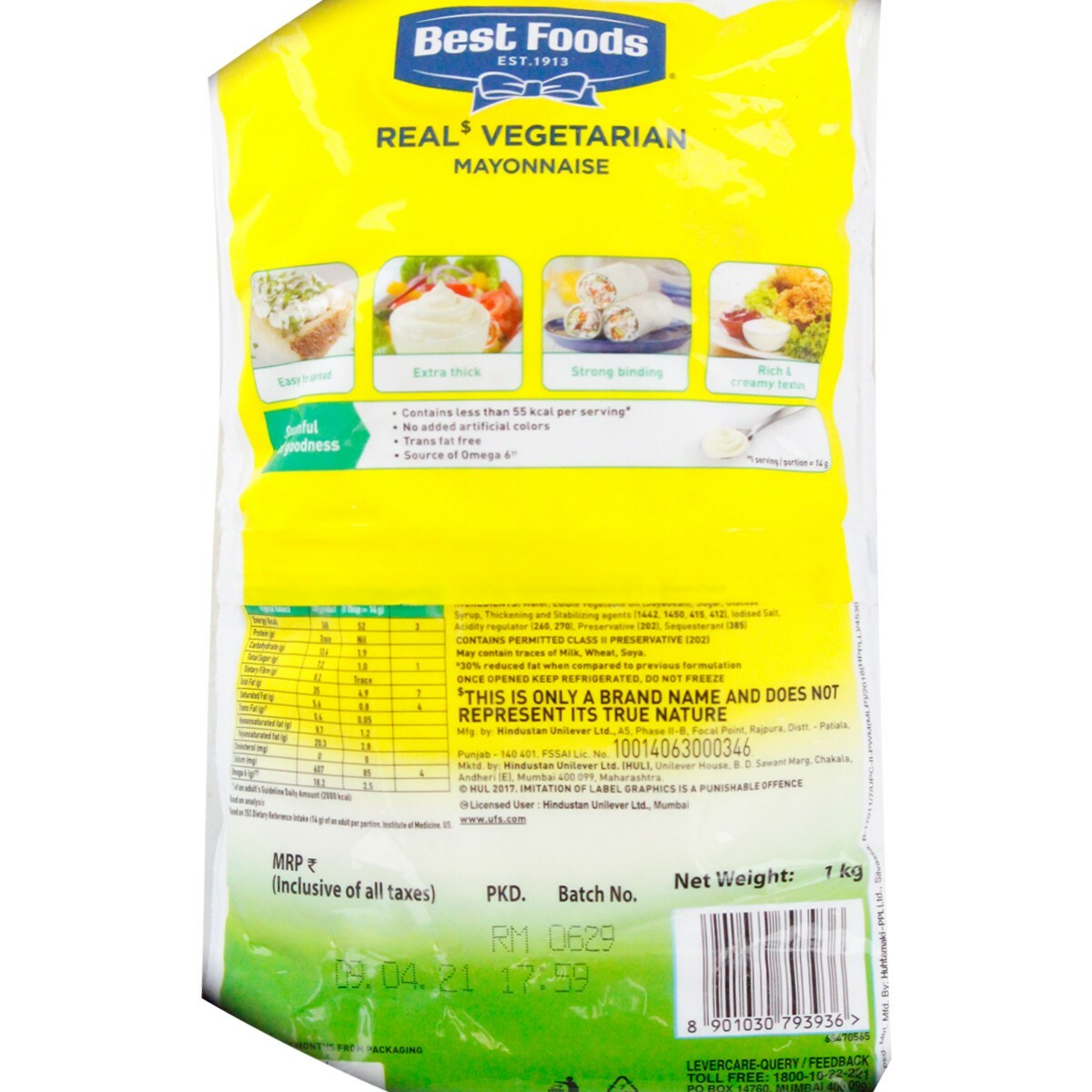 Best Foods Veg Mayonnaise Bag 1kg
