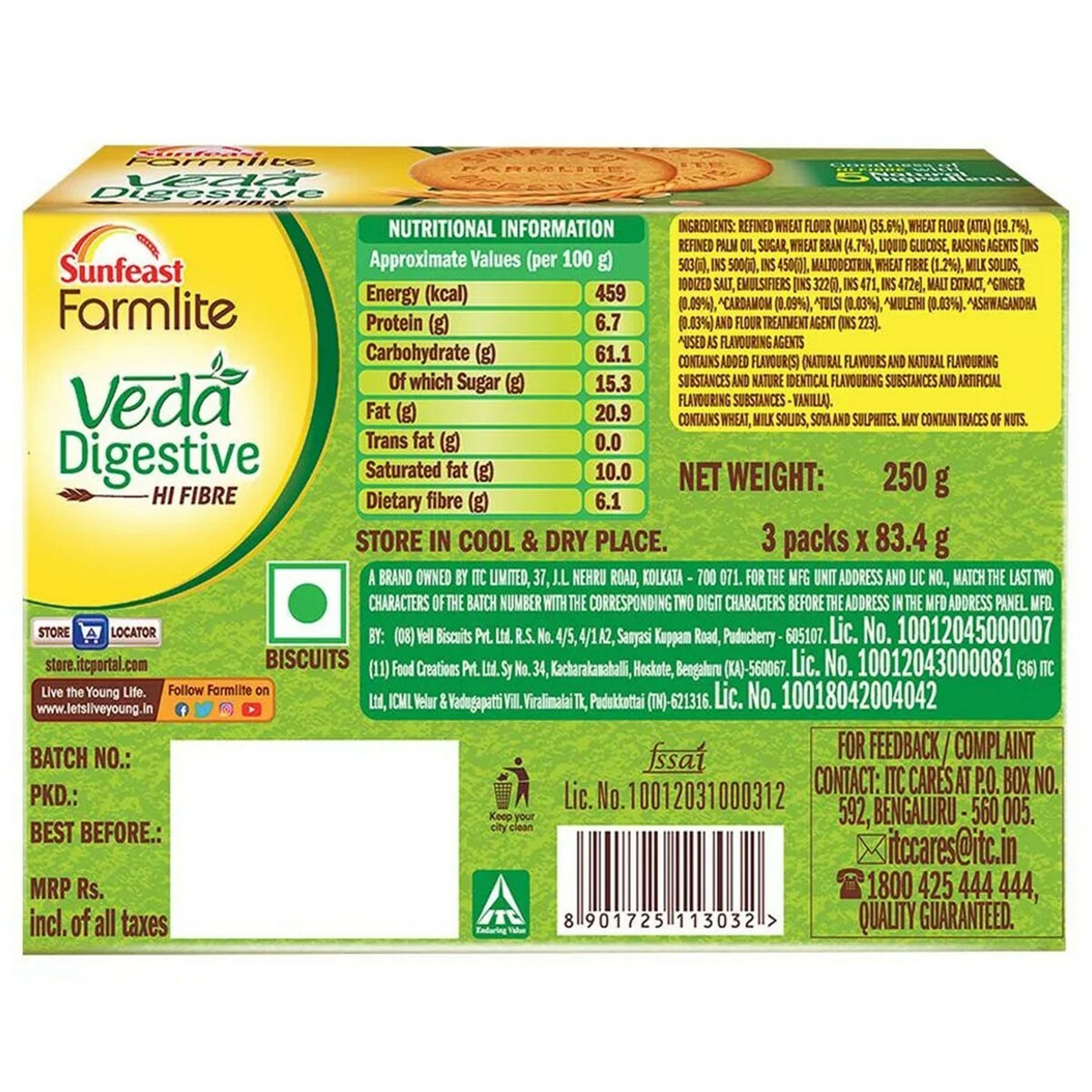 Sunfeast Farmlite Veda Digestive 250g