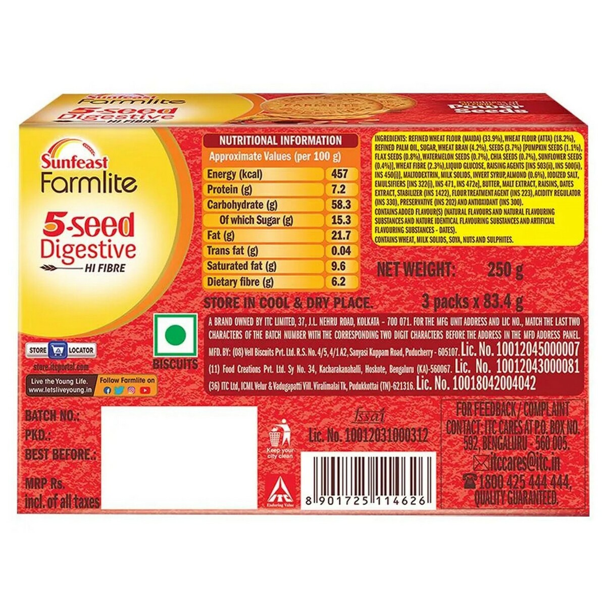 Sunfeast Farmlite 5 Seed Digestive 250g