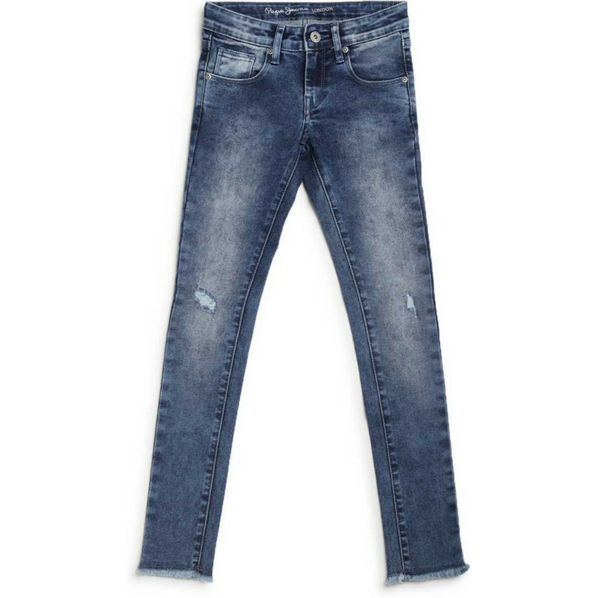 Pepe Kids Tapered Fit Girls Blue Jeans-Denim