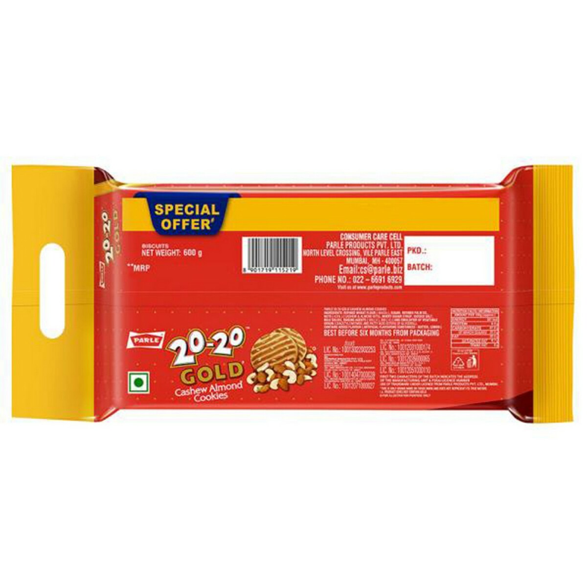 Parle 20-20 Gold Cashew Almond 600gm
