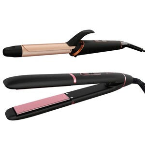 Havells HC4055 Hair Straightener and Curler Combo, Straightens and Curls, Suitable for All Hair Types and Chrome Black
