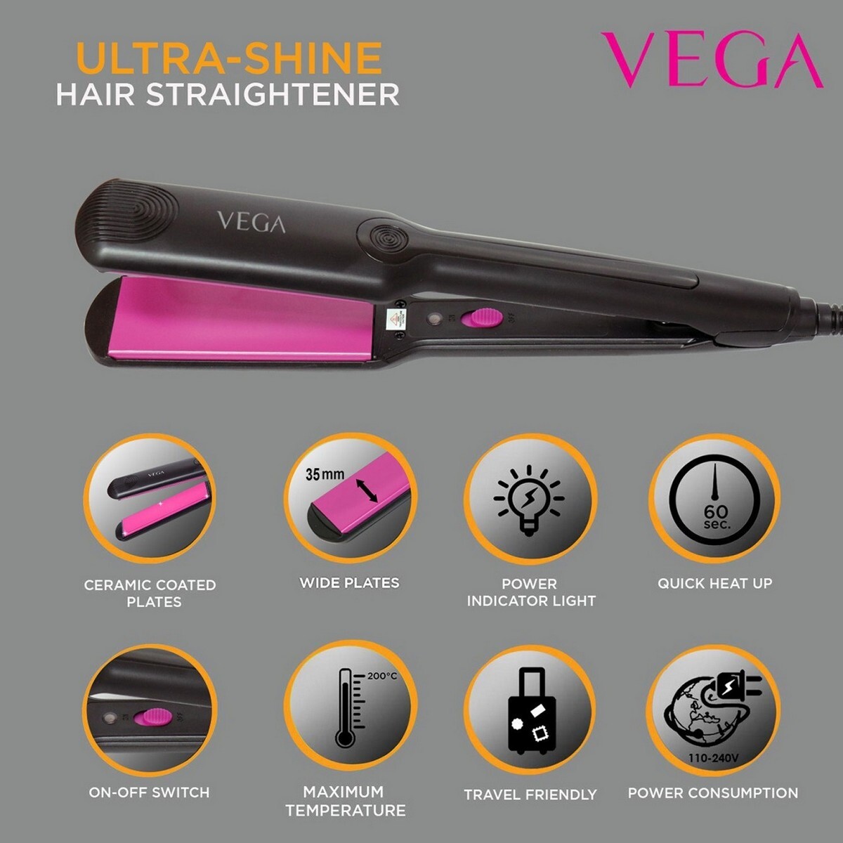 Ultra Shine Vega Hair Straightener- VHSH-25