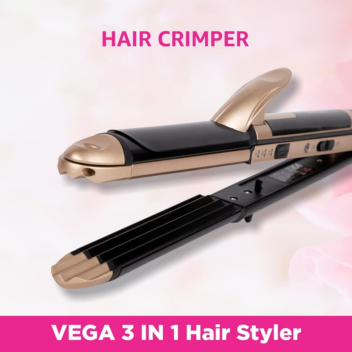 VEGA 3 in 1 Hair Styler, Straightener, Curler & Crimper VHSCC-01 Black