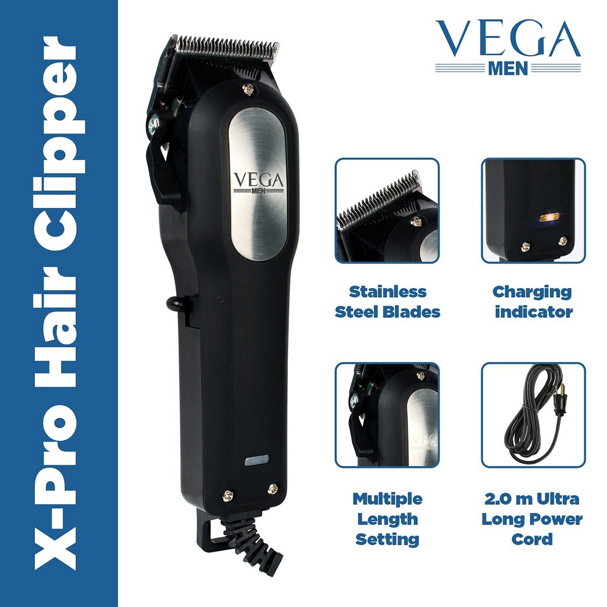 VEGA Men X-Pro Professional Hair Clipper For Men, VHCP-02