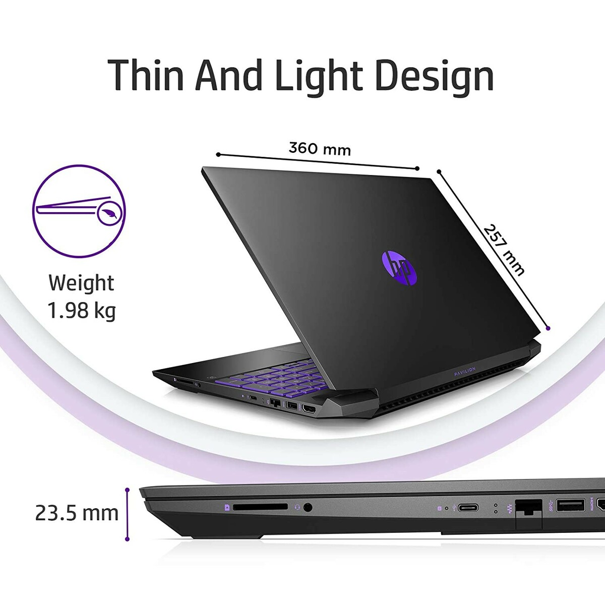 HP Pavilion Gaming Laptop 15 EC1050AX AMD R5 15.6" Win 10 Shadow Black