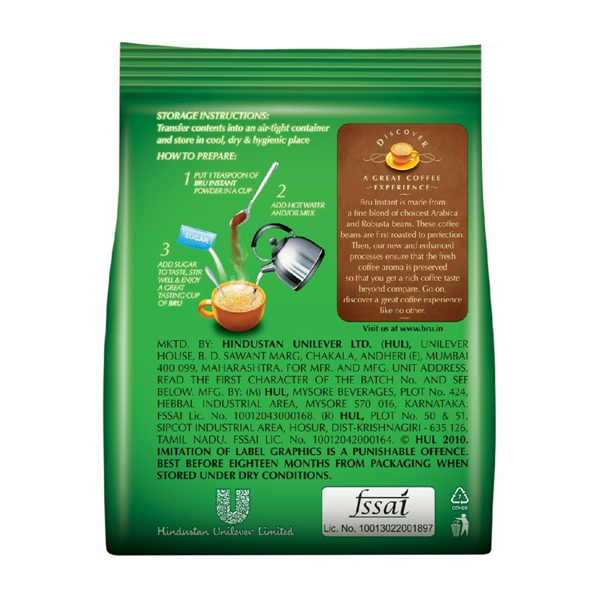 Bru Instant Coffee Poly Bag 100g
