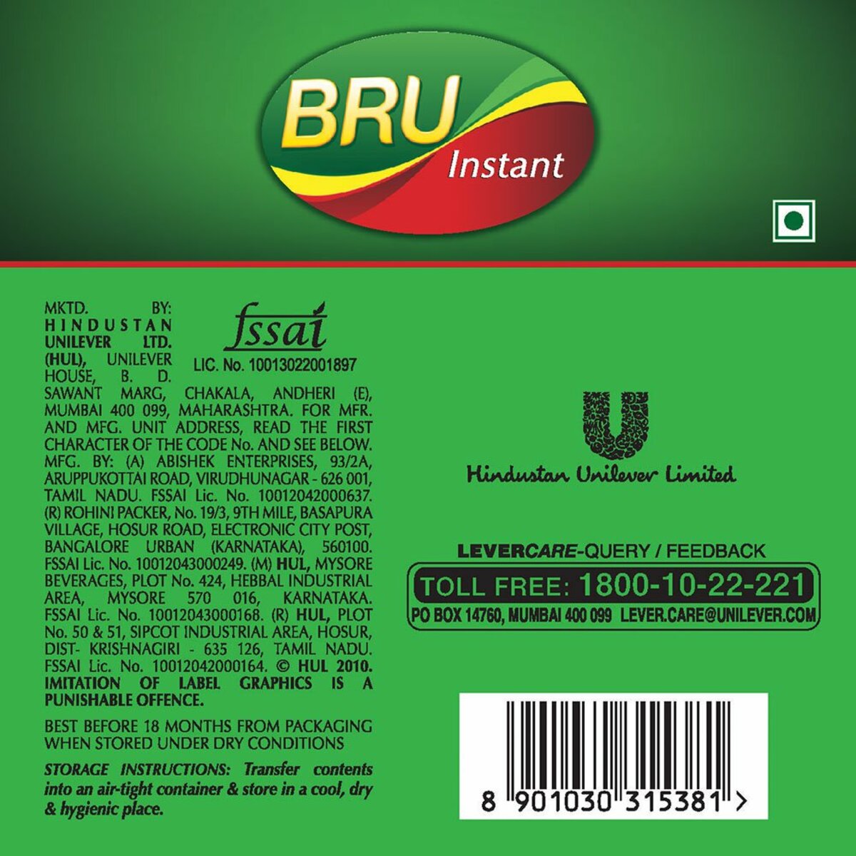 Bru Instant Coffee Poly Bag 50g