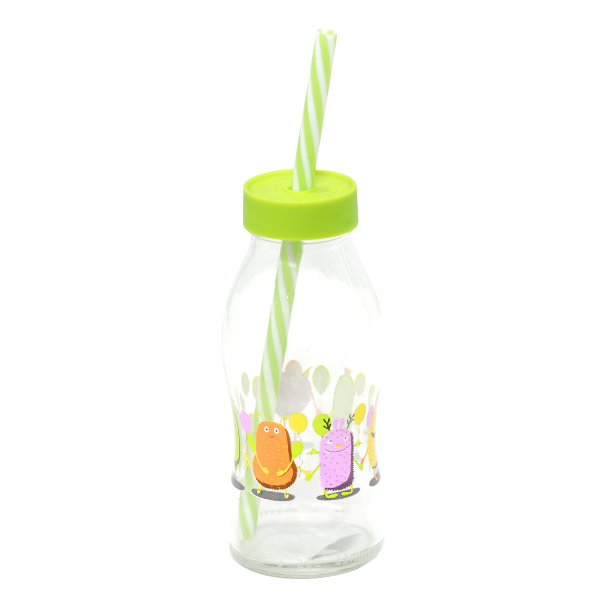 Renga Decorated Glass Bottle With Straw 200