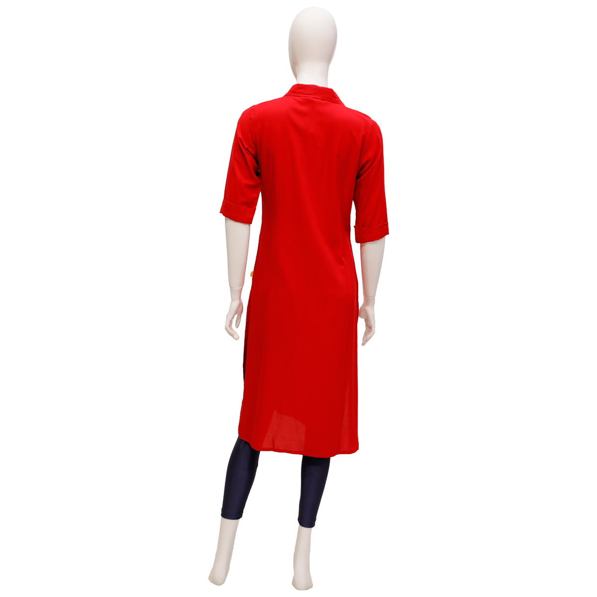 Ora Rayon Straight Cut Kurta for Women with Shirt Collar - Dark Red