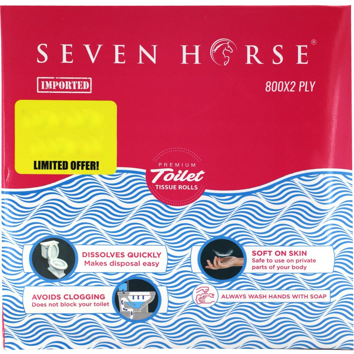 Seven Horse Toilet Roll 2 PLY 200'sx4 Roll 3+1 Offer