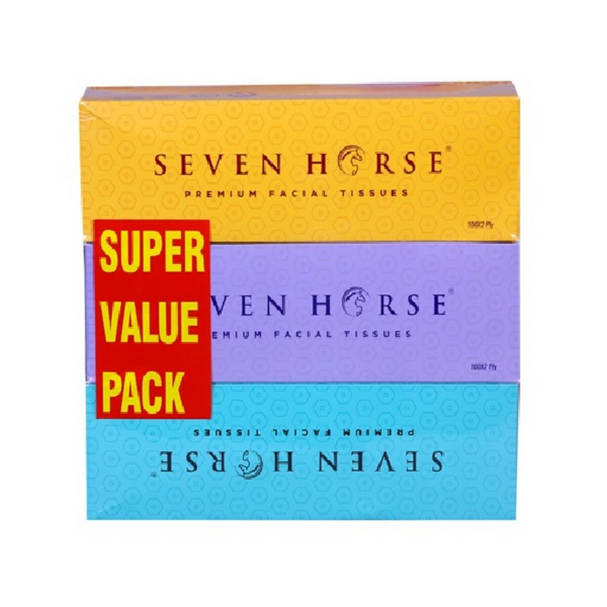 Seven Horse Face Tissue 2 PLY 100 Pulls Value Pack