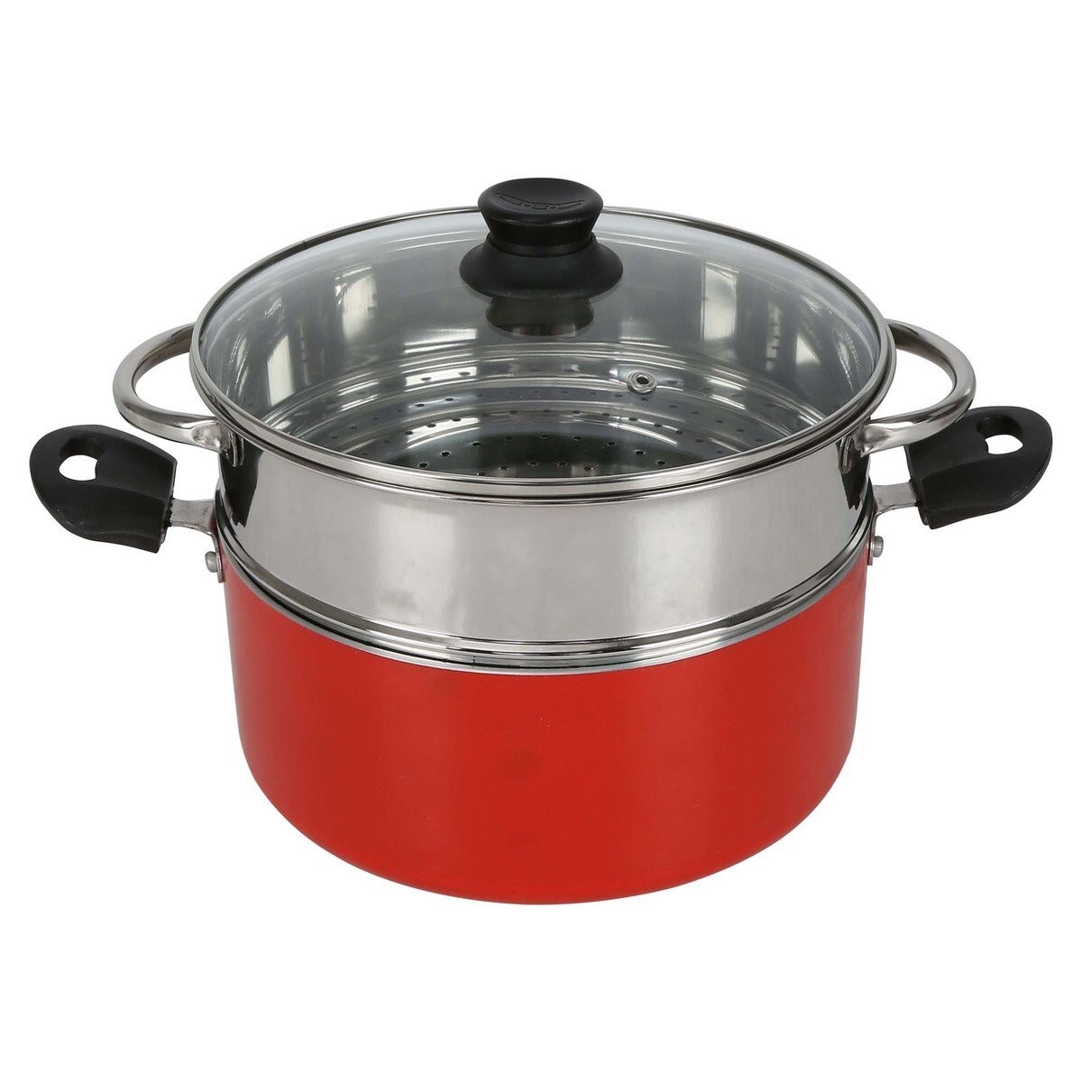 Chefline Non-Stick Casserole + Stainless Steel Steamer With Glass Lid 24cm
