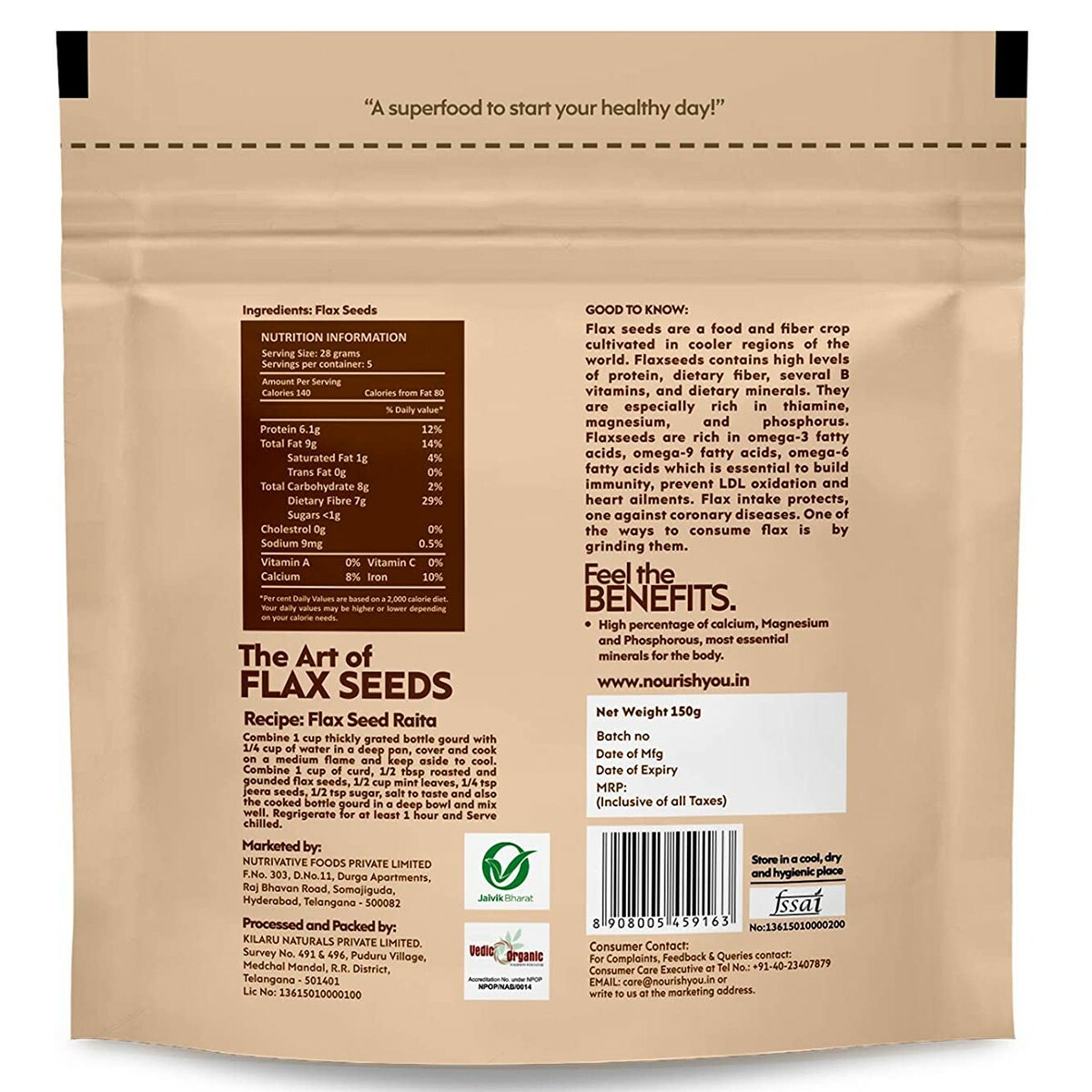 Nourish You Flax Seeds 150gm