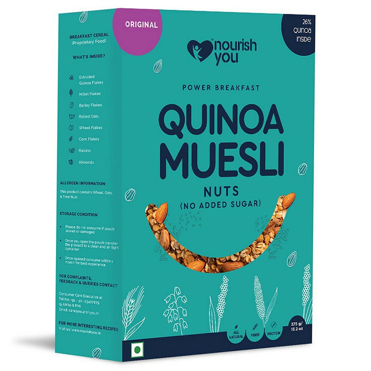Nourish You Quinoa Muesli No Added Sugar 375G