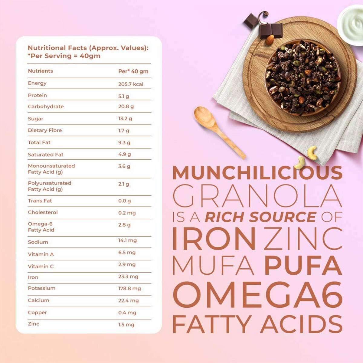 Munchilicious Dark Chocolate Granola Cereal 500g