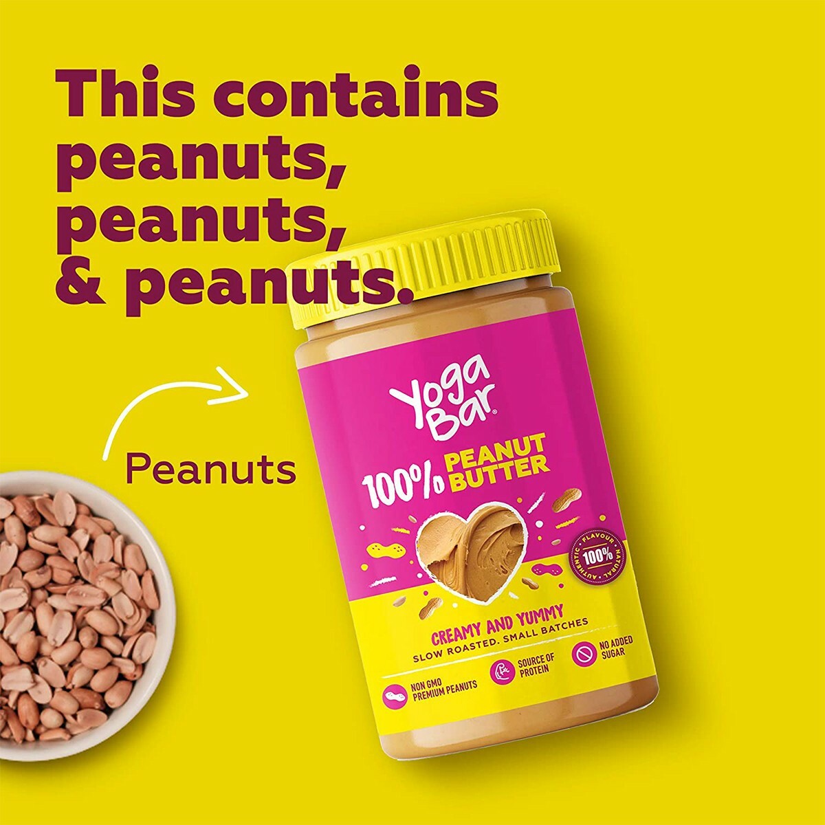 Yogabar 100% Pure Peanut Butter Jar 400g