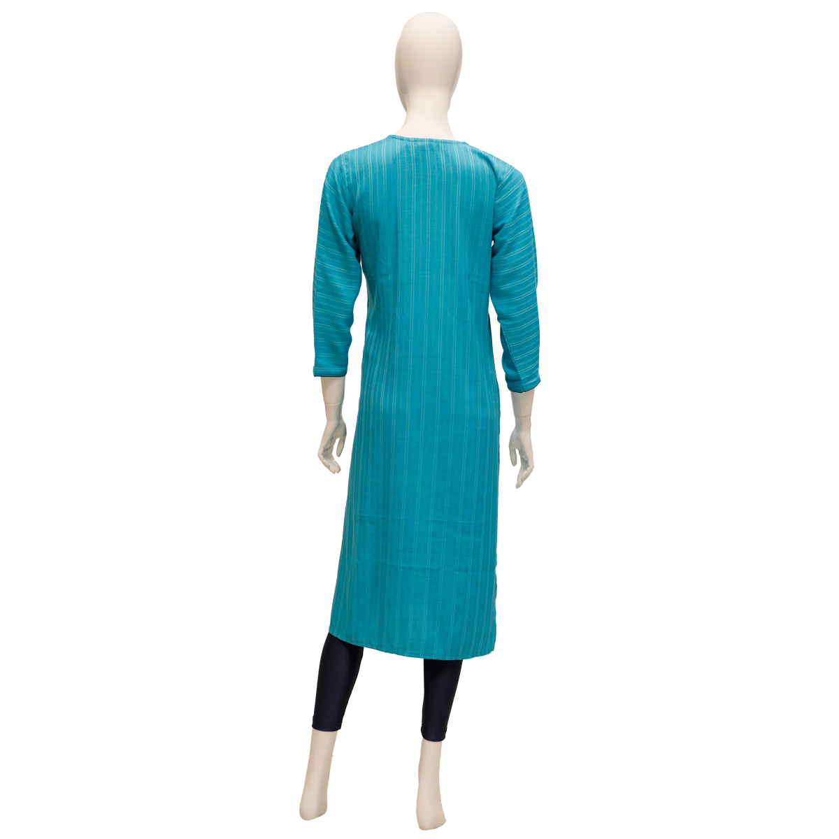 Yavi Straight Cut Kurta for Women with Embroidery Detailing - Firozee Blue