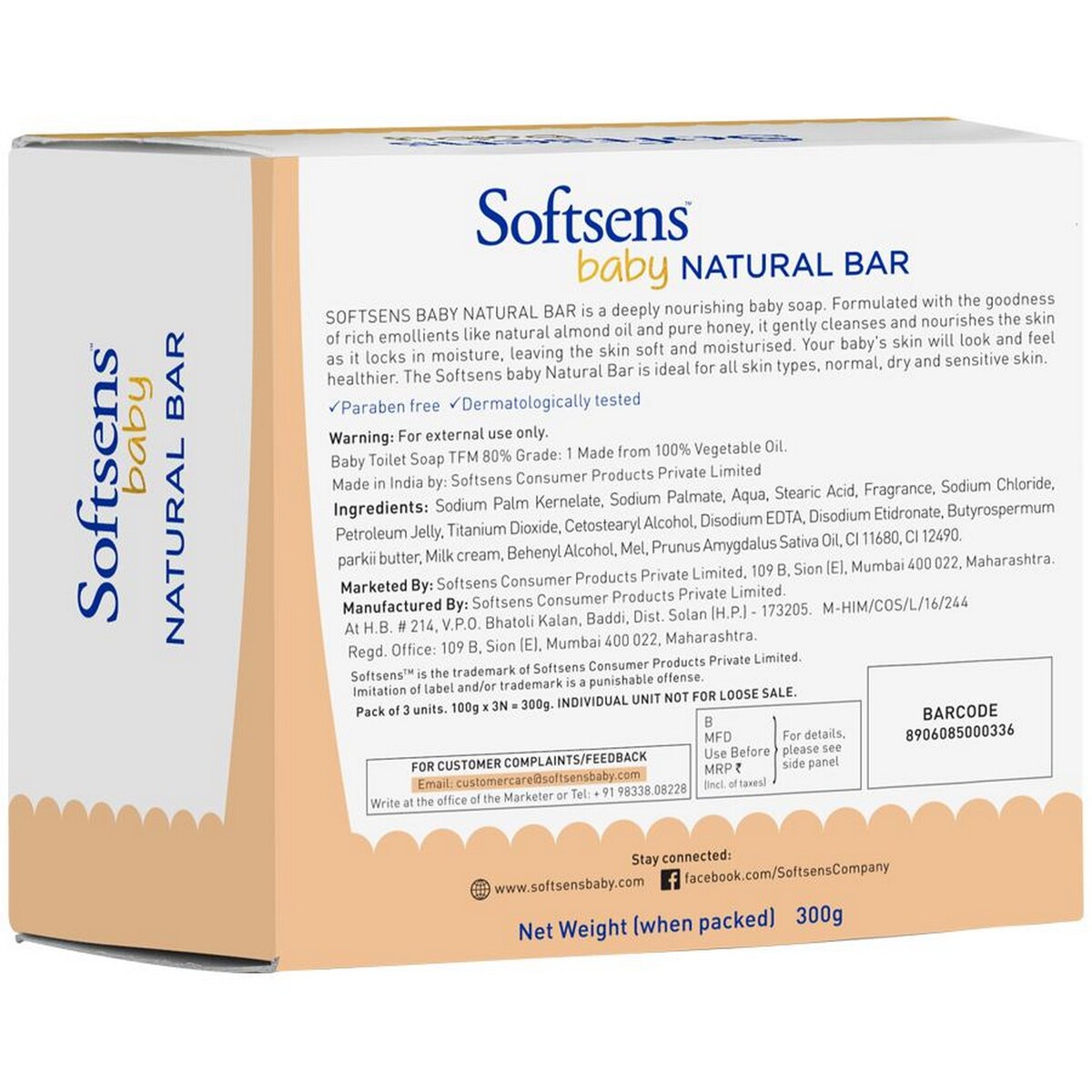 Softsens Baby Natural Bar soap 100g*3